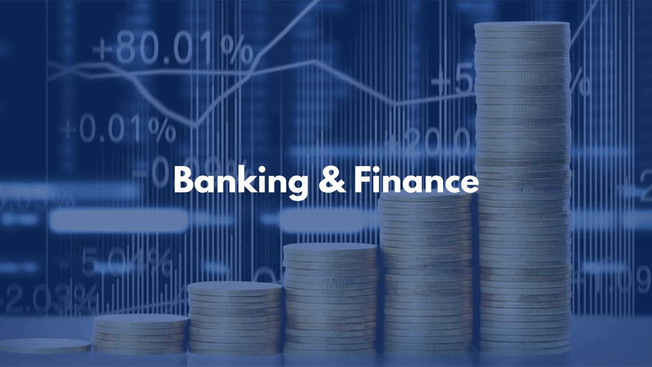 Banking and finance with market data and coin stacks